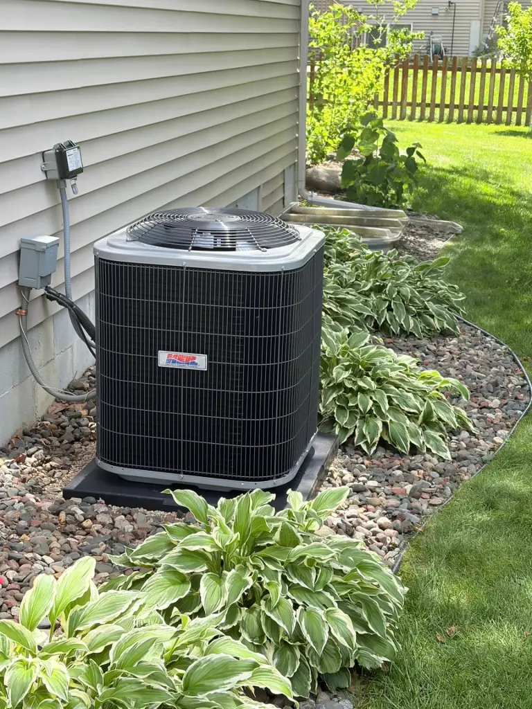 Installed air conditioning unit outside a home in Maple Grove, MN